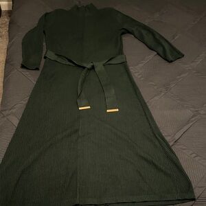 Calvin Klein Dark Green Long Sleeve Dress